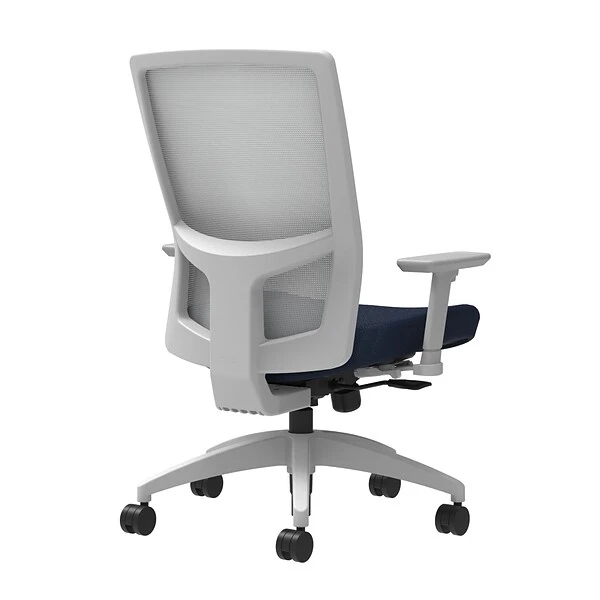 Union & Scale Workplace2.0™ Fabric Task Chair, Navy, Integrated Lumbar, 2D Arms, Synchro-Tilt With Seat Slide (53488)