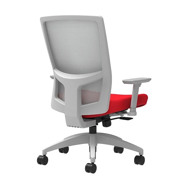 Union & Scale Workplace2.0™ Fabric Task Chair, Ruby Red, Integrated Lumbar, 2D Arms, Synchro-Tilt With Seat Slide (53490)