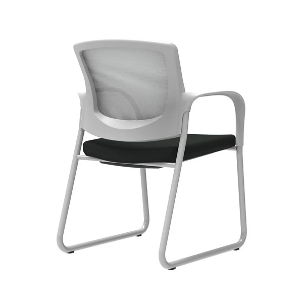 Union & Scale Workplace2.0™ Guest Chair, Black Vinyl, Integrated Lumbar, Fixed Arms, Stationary Seat Control (53750)