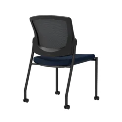 Union & Scale Workplace2.0™ Fabric Guest Chair, Navy, Integrated Lumbar, Armless, Stationary, Fully Assembled (53719)