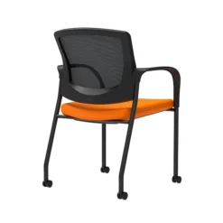 Union & Scale Workplace2.0™ Fabric Guest Chair, Apricot, Integrated Lumbar, Fixed Arms, Stationary, Fully Assembled (53703)