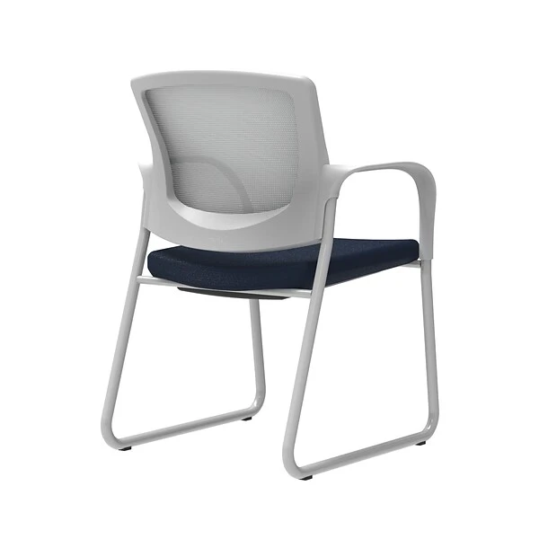 Union & Scale Workplace2.0™ Fabric Guest Chair, Navy, Integrated Lumbar, Fixed Arms, Stationary Seat Control (53751)