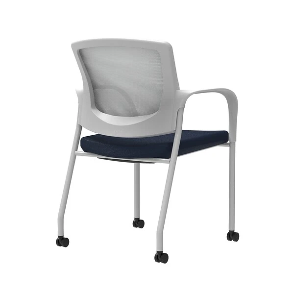 Union & Scale Workplace2.0™ Fabric Guest Chair, Navy, Integrated Lumbar, Fixed Arms, Stationary, Fully Assembled
