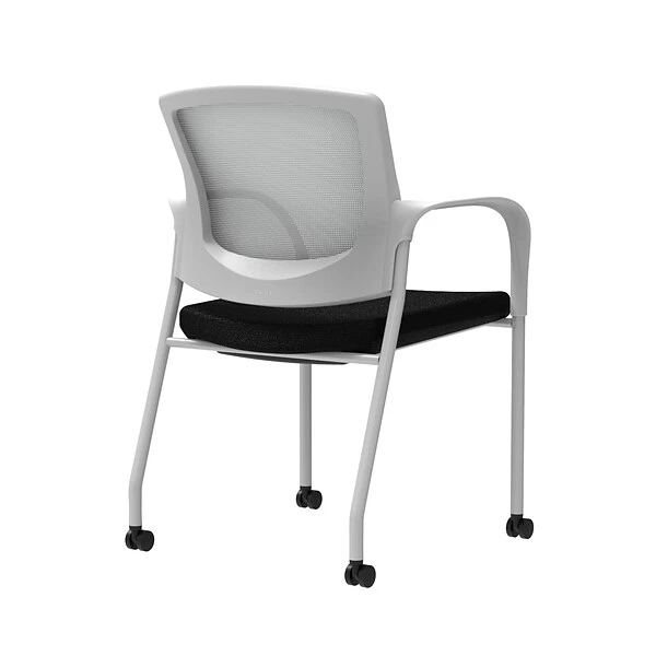 Union & Scale™ Workplace2.0™ 500 Series Fabric Guest Chair, Black, Integrated Lumbar, Fixed Arms, Stationary, Fully Assembled