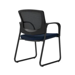 Union & Scale Workplace2.0™ Fabric Guest Chair, Navy, Integrated Lumbar, Fixed Arms, Stationary Seat Control (53730)