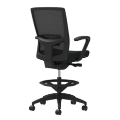 Union & Scale Workplace2.0™ Vinyl Stool, Black Vinyl, Adjustable Lumbar, Fixed Arms, Synchro-Tilt, Partial Assembly Required