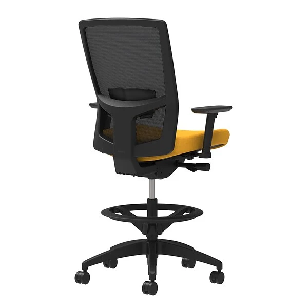 Union & Scale Workplace2.0™ Fabric Stool, Goldenrod, Adjustable Lumbar, 2D Arms, Synchro-Tilt (53836)