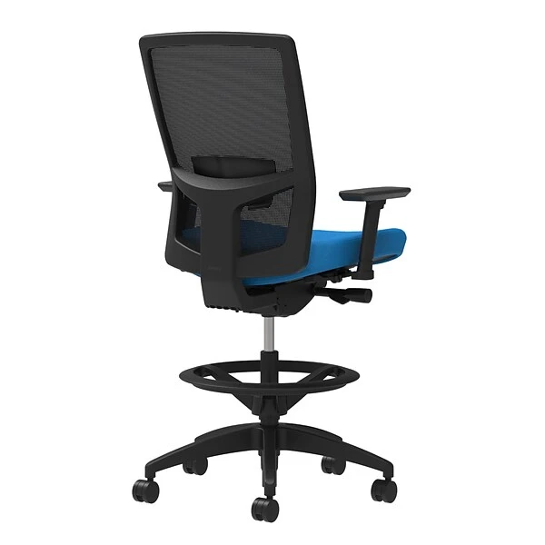 Union & Scale Workplace2.0™ Fabric Stool, Cobalt, Adjustable Lumbar, Height/Width Adjustable Arms, Synchro-Tilt Control (53834)