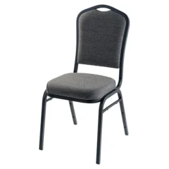 NPS 9300 Series Deluxe Fabric Upholstered Stack Chair, Natural Graystone/Black Sandtex (9362-BT)