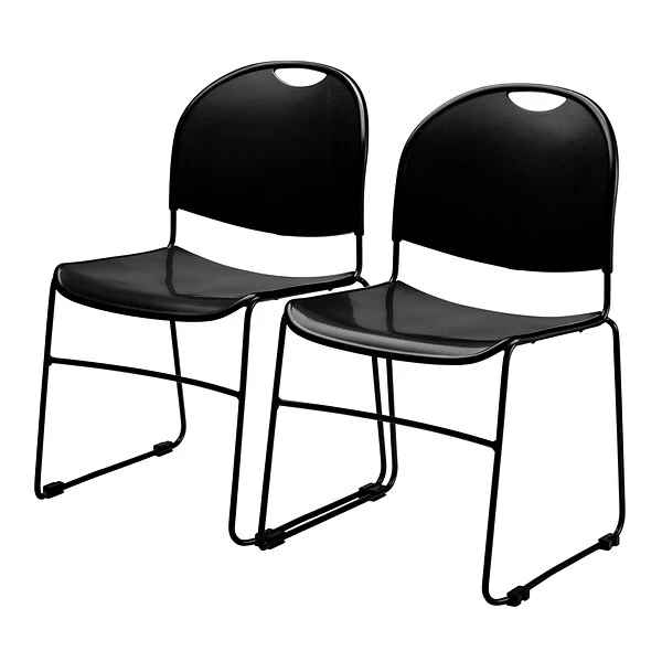 NPS Commercialine 850 Series Ultra Compact Stack Chair, Black, 12 Pack (850-CL/12) - Image 3