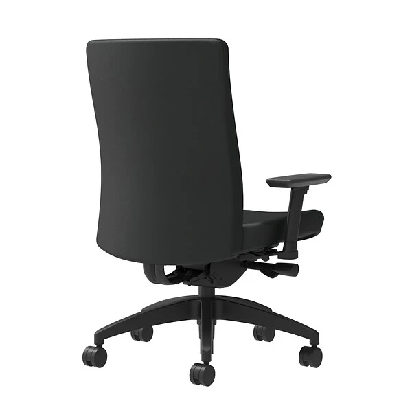 Union & Scale Workplace2.0™ Task Chair Upholstered 2D, Adjustable Arms, Black Vinyl Synchro Tilt Seat Slide (54178)