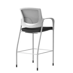 Union & Scale™ Workplace2.0™ Bistro Height Stool Fog Mesh, Fixed Arms, Black Fabric (54250)