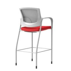 Union & Scale Workplace2.0™ Bistro Height Stool Fog Mesh, Fixed Arms, Ruby Fabric (54254)