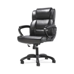 Sadie Mid-Back Executive Chair, Fixed Padded Arms, Black Leather (BSXVST305)