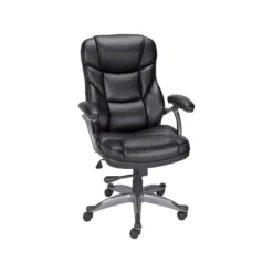 Quill Brand® Osgood High-Back Bonded Leather Manager Chair, Black (21076)
