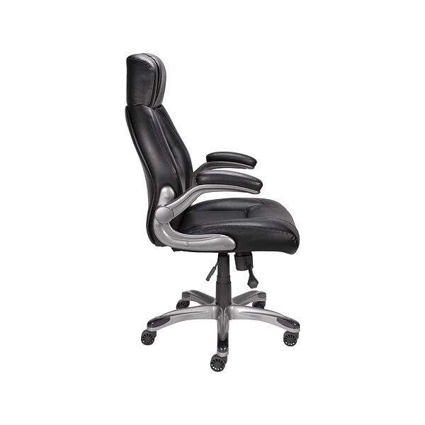 Quill Brand® Torrent Bonded Leather Manager Chair, Glossy Black (51283/20224) - Image 2