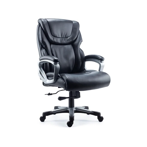 Quill Brand® Denaly Big & Tall Bonded Leather Manager Chair, Black (51468)