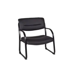 Regency Crusoe Bonded Leather Guest Big & Tall Chair, Black (1106BK)