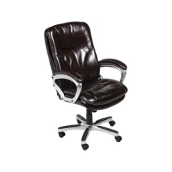 Serta Executive Ergonomic Faux Leather Executive Big & Tall Chair, 350 Lb. Capacity, Roasted Chestnut (43502OSS)