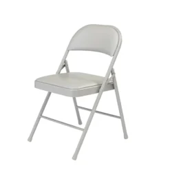 NPS Commercialine 950 Series Vinyl Upholstered Commercialine Folding Chairs, Gray/Gray, 4 Pack (952/4)