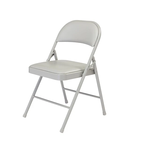 NPS Commercialine 950 Series Vinyl Upholstered Commercialine Folding Chairs, Gray/Gray, 4 Pack (952/4)