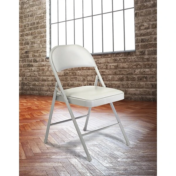 NPS Commercialine 950 Series Vinyl Upholstered Commercialine Folding Chairs, Gray/Gray, 4 Pack (952/4) - Image 6