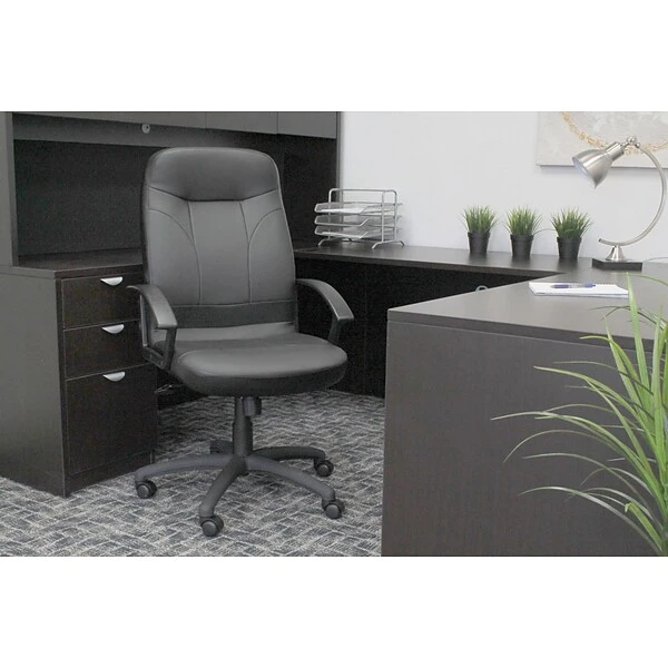 Boss High Back LeatherPlus Chair, Black (B8401) - Image 4