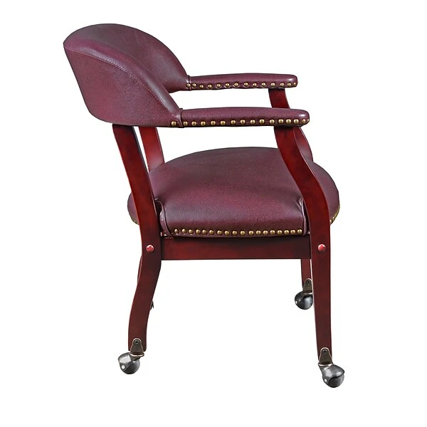 Regency Ivy League Vinyl Captain Chair With Casters, Burgundy (9004CBY)