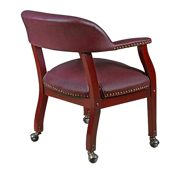 Regency Ivy League Vinyl Captain Chair With Casters, Burgundy (9004CBY) - Image 2