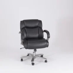 Safco 3500 Series Ergonomic Leather Executive Big & Tall Chair, 350 Lb. Capacity, Black (3504BL)