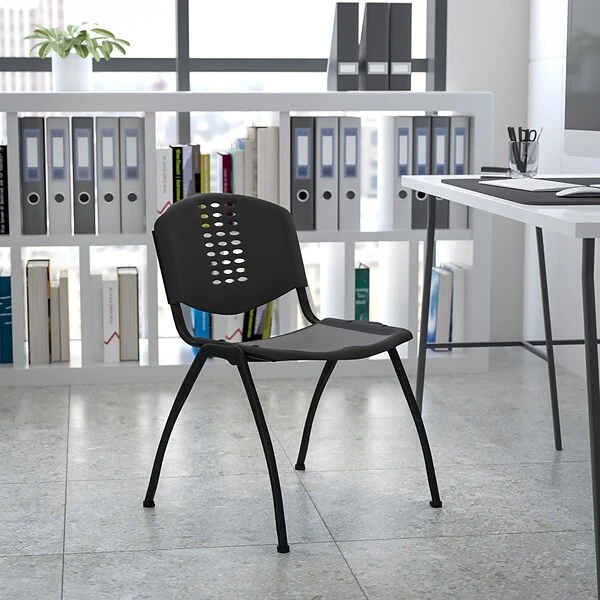 Flash Furniture HERCULES Plastic Office Chair, Black (RUT-NF01A-BK-GG)