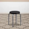 Flash Furniture Stackable Stool With Black Seat And Silver Powder Coated Frame, Black