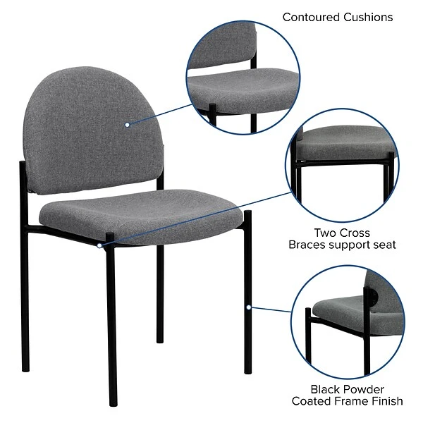 Flash Furniture Fabric Stackable Steel Side Chairs (BT5151GY) - Image 4