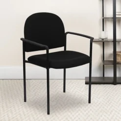 Flash Furniture Comfort Fabric Reception Chair, Black (BT-516-1-BK-GG)