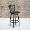 Flash Furniture Traditional Vinyl Restaurant Swivel Barstool With Back, Black (XU6F8BXSWVBKV)