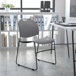 Flash Furniture Hercules Series Plastic Stack Chair, Gray (RUT188GY)