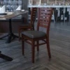Flash Furniture Darby Series Slat-Back Wood Restaurant Chair, Walnut Finish W/Black Vinyl Seat