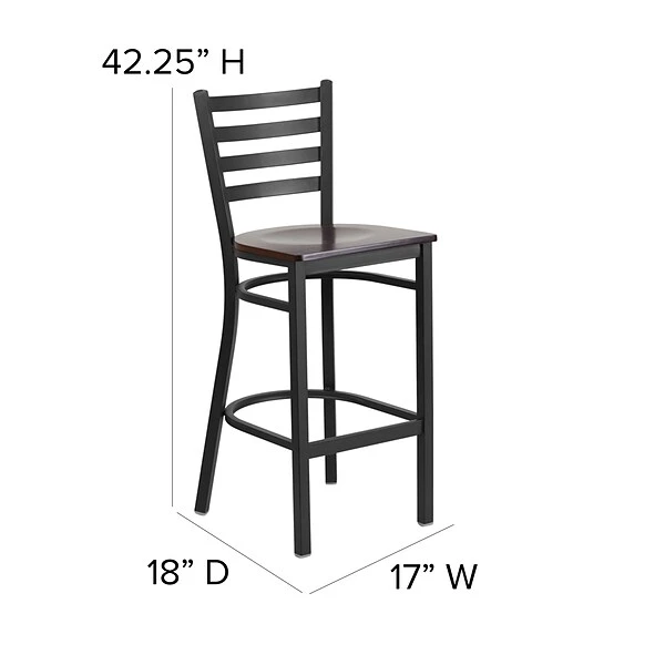 Flash Furniture Traditional Wood Restaurant Barstool With Back, Walnut (XUDG697BBARWAW) - Image 4