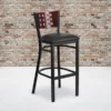 Flash Furniture Traditional Vinyl Restaurant Barstool With Back, Black (XUDG118MAHBBKV)