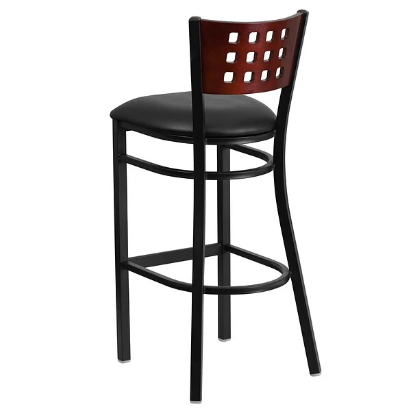 Flash Furniture Traditional Vinyl Restaurant Barstool With Back, Black (XUDG118MAHBBKV) - Image 3
