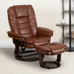 Flash Furniture LeatherSoft Recliner And Ottoman Set Brown Vintage (BT7818VIN)