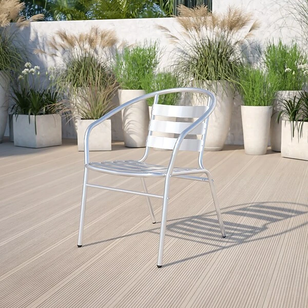 Flash Furniture Contemporary Aluminum Dining Chair, Triple-Slat Back (TLH017B)