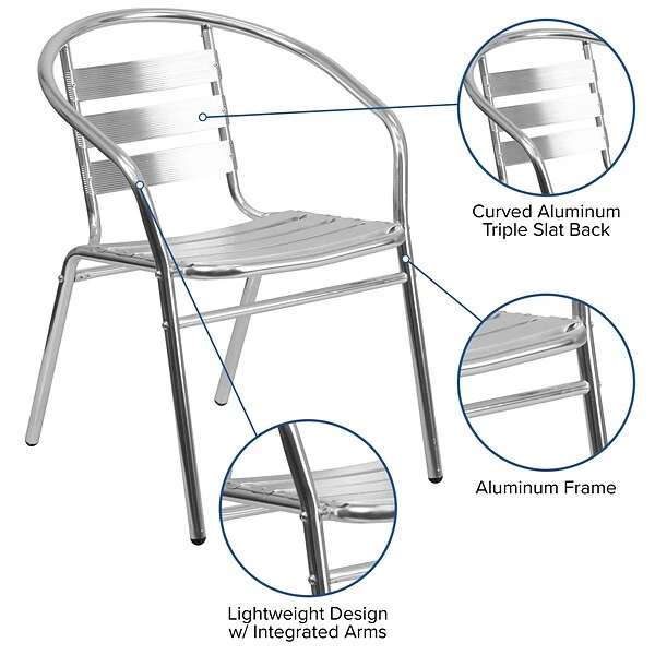 Flash Furniture Contemporary Aluminum Dining Chair, Triple-Slat Back (TLH017B) - Image 4