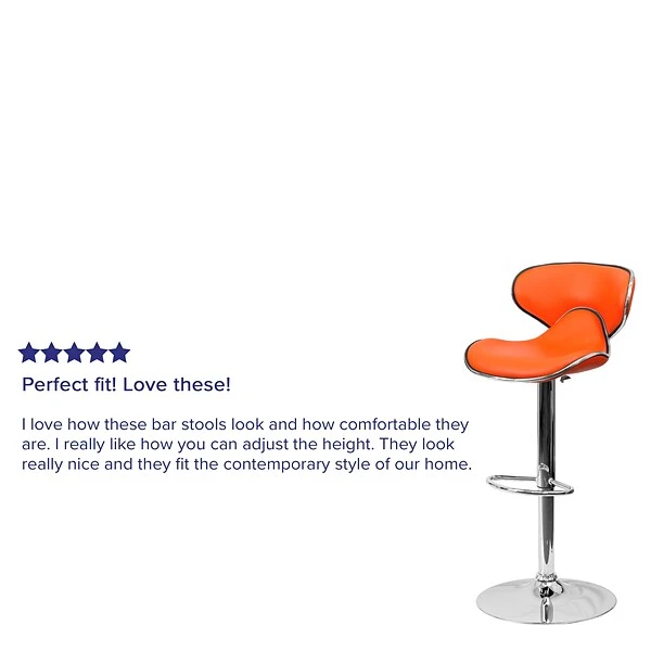 Flash Furniture Contemporary Vinyl Adjustable Height Barstool With Back, Orange (DS815ORG) - Image 3