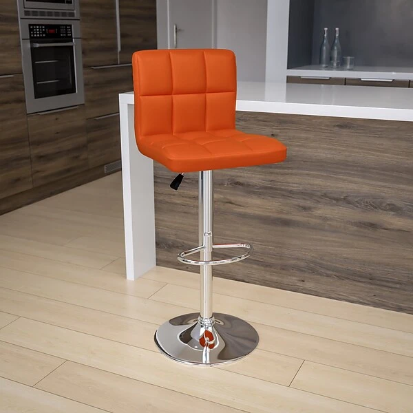 Flash Furniture Contemporary Vinyl Adjustable Height Barstool With Back, Orange (DS810MODORG)