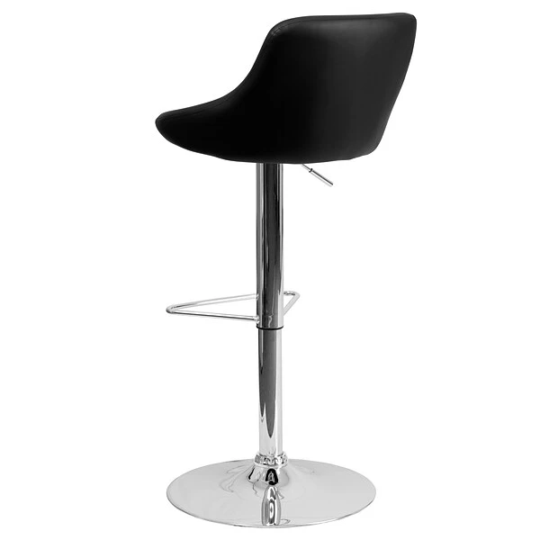 Flash Furniture Contemporary Vinyl Adjustable Height Barstool With Back, Black (CH82028MODBK) - Image 3