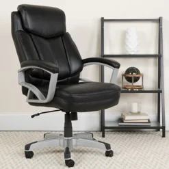 Flash Furniture HERCULES Series Ergonomic LeatherSoft Swivel Big & Tall Executive Office Chair, Black (GO18501LEA)