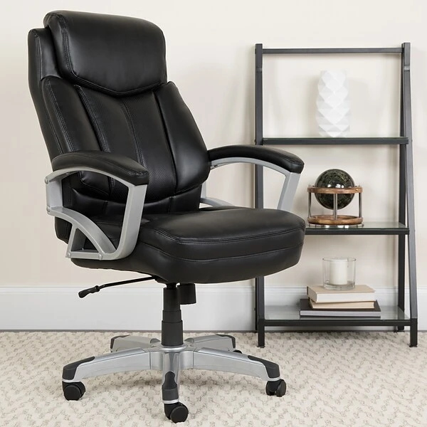Flash Furniture HERCULES Series Ergonomic LeatherSoft Swivel Big & Tall Executive Office Chair, Black (GO18501LEA)