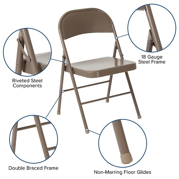 Flash Furniture HERCULES Series Metal Folding Chair, 4/Pk (4BDF002BGE) - Image 5