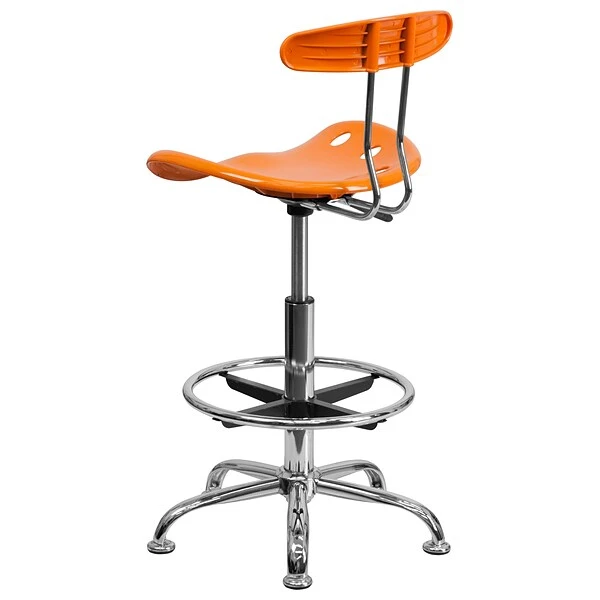 Flash Furniture Low Back Polymer Drafting Stool With Tractor Seat, Vibrant Orange - Image 5